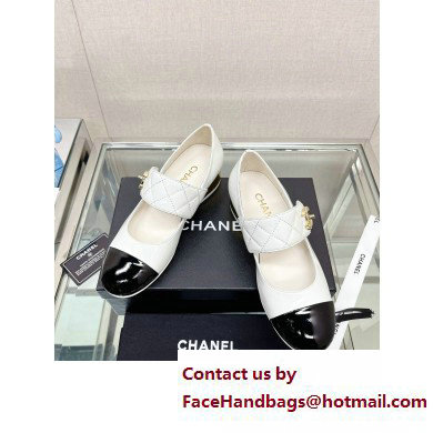 Chanel Patent Goatskin White  &  Black G39732 Mary Janes 2023